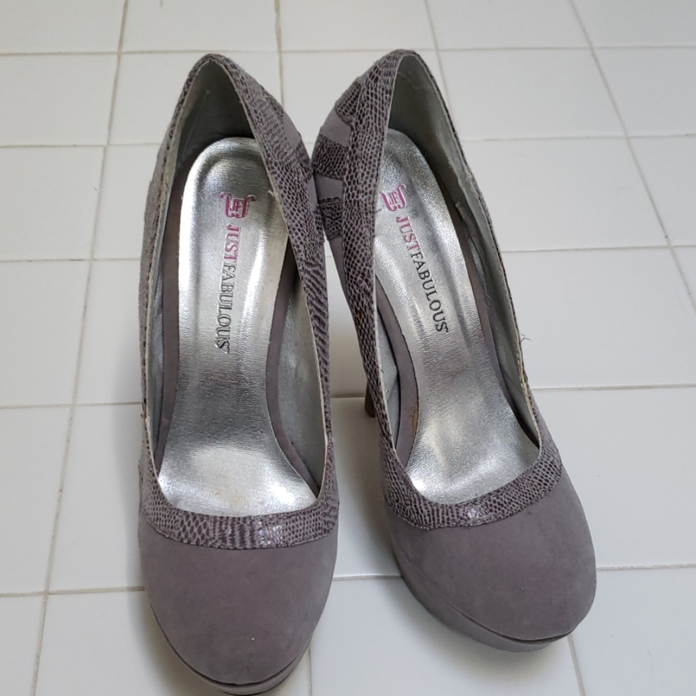 Gray Snakeskin High Heels